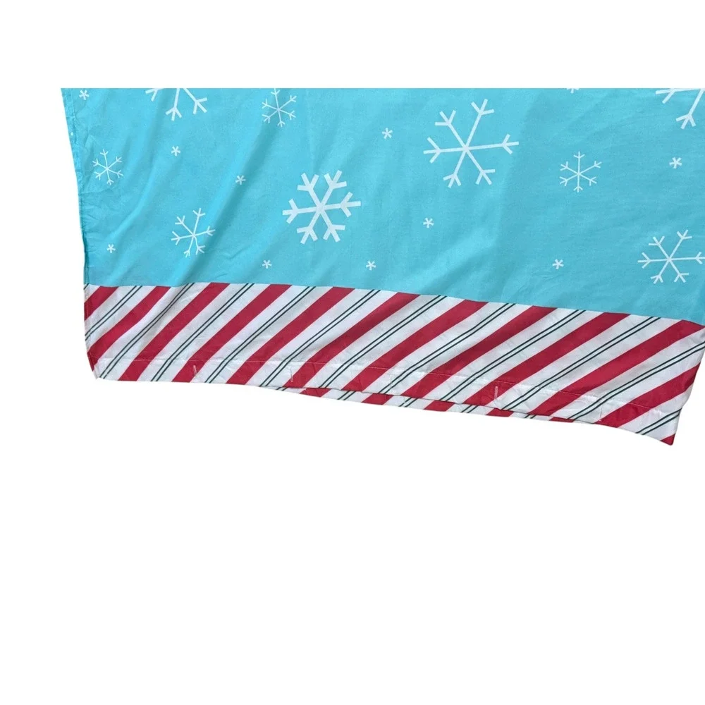 Tinsel Town Christmas Themed Shower Curtain Blue Red Snowmen Holiday Winter
